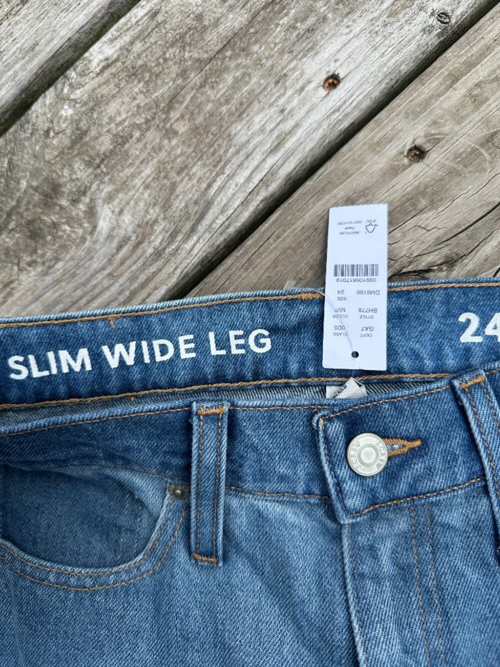 NWT J. Crew Slim Wide Leg Jeans Size 24 Patchwork High Rise Two Toned - Picture 3 of 5